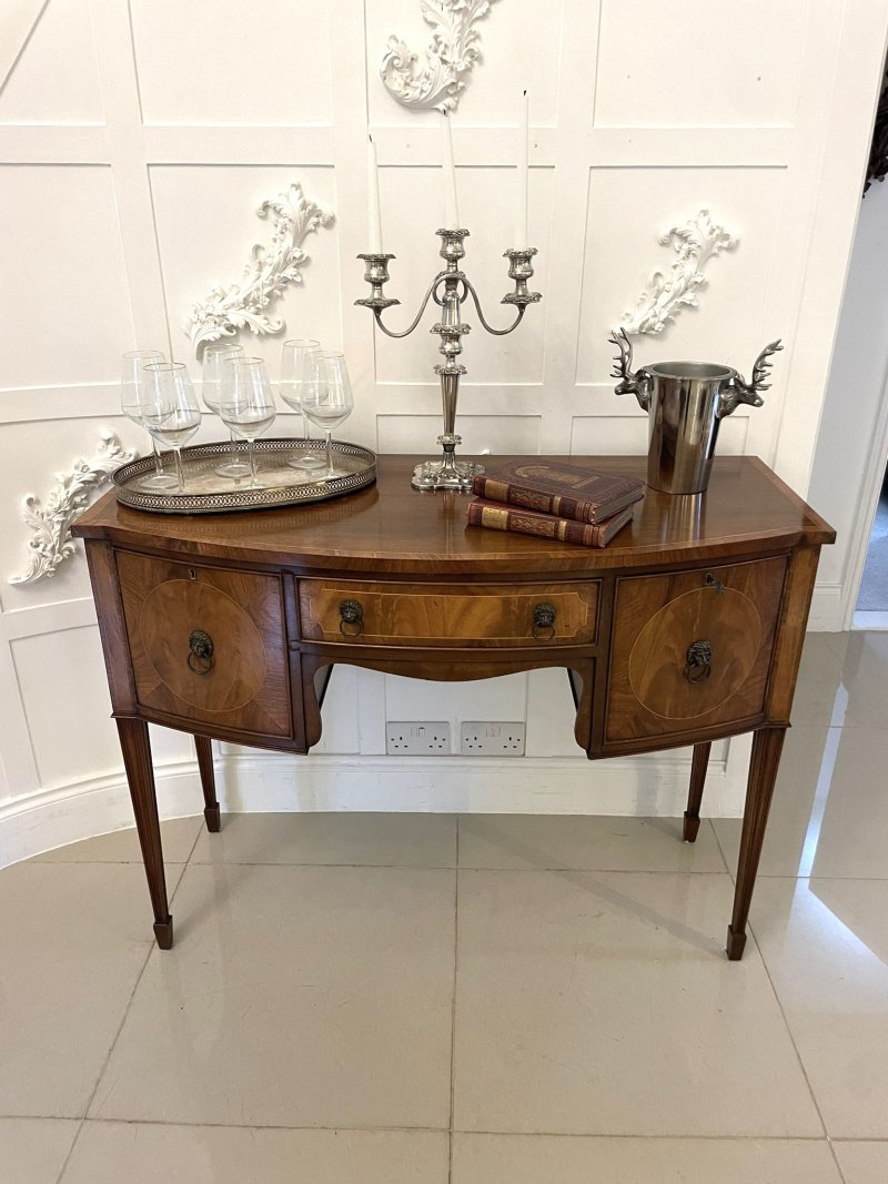 Antique Quality Figured Mahogany Bow Fronted Sideboard - Image 3